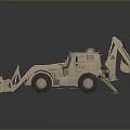 Sand Colored Multi functional Utility Vehicle With Front Loader Bucket And Rear Arm