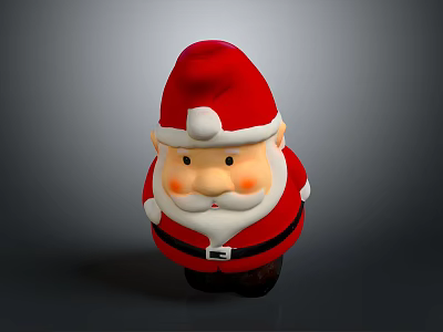 Cartoon Style Santa Claus Sculpture With Red Hat And White Beard 3d model