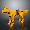 Yellow Low Poly Mechanical Dog 3D Model With Geometric Design And Joints 3d model