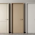 Modern Simple Design Swing Doors in Beige Light Wood White with Metal Handles