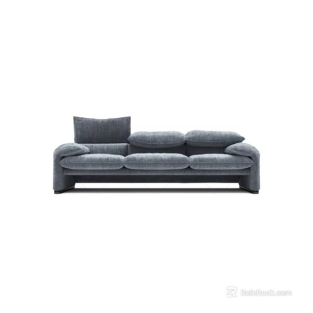 Modern Grey Three Seater Sofa With Plush Cushions And Comfortable Armrests 3d model