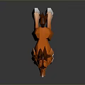 Low Poly Style Brown Pony with White Legs Red Mane Standing on Black Background Reflection