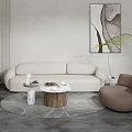 Modern Living Interior With Sofa Coffee Table Set Marble Top Wooden Legs And Accent Chair