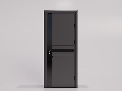 Black Modern Security Door With Secure Lock System And Steel Construction 3d model