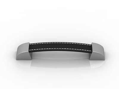 Curved Metal Black Stitched Cabinet Handle with Modern Design for Furniture 3d model
