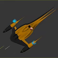 Futuristic Orange Spaceship With Sleek Design Blue Thrusters And Cockpit Pilot
