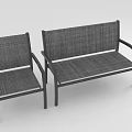 Outdoor Furniture Chair And Bench Set With Woven Fabric Seats And Black Metal Frames