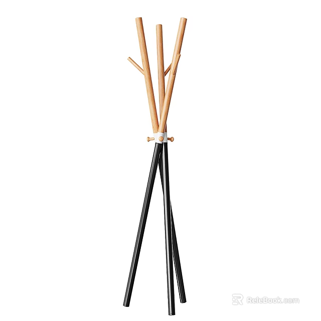 Modern Minimalist Floor Lamp With Black Tripod Stand And Branch Like Design 3d model 
