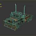 Detailed Brown And Orange 3D Industrial Truck Model With Orange Guard Rails And Exhaust Pipes