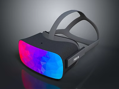 Black VR Headset With Colorful Gradient Lens And Area Brand For Virtual Reality Experience 3d model