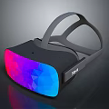 Black VR Headset With Colorful Gradient Lens And Area Brand For Virtual Reality Experience