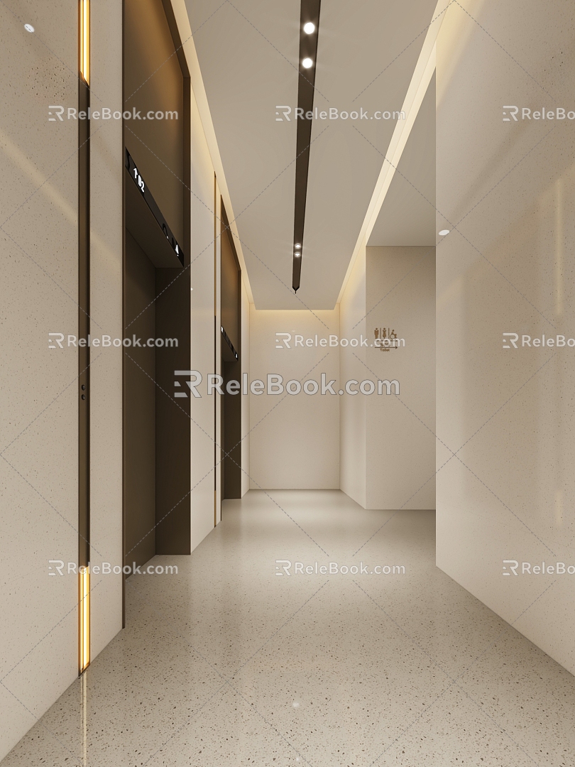 Office elevator hall 3d model