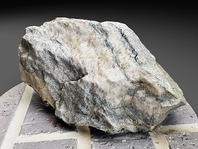 Rockery Stone With Natural Gray White Texture On Brick Base For Garden Decoration 3d model