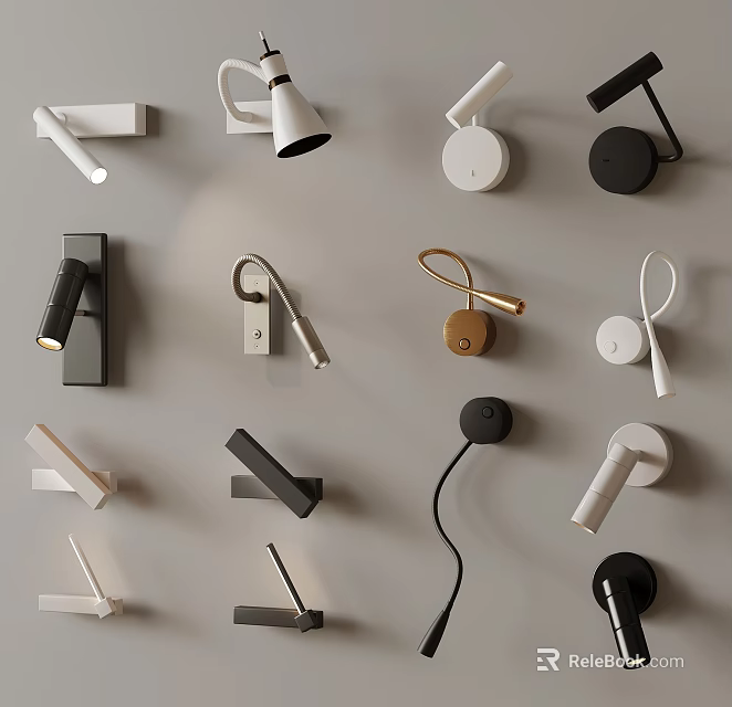 Various Styles Modern Minimalist Wall Lamps White Black Wooden Mounted On Wall 3d model 