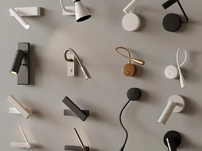 Various Styles Modern Minimalist Wall Lamps White Black Wooden Mounted On Wall 3d model