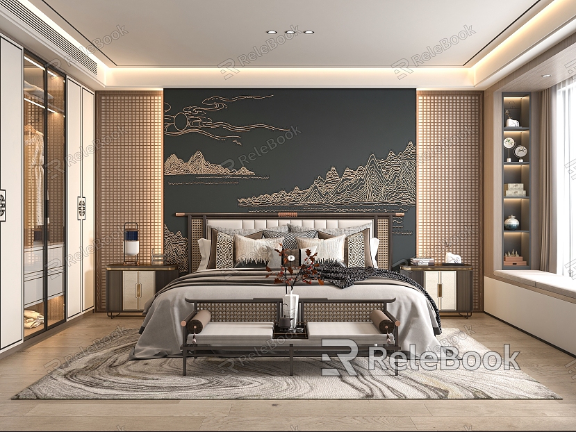 New Chinese bedroom model