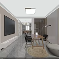 Modern Minimalist Open Living And Dining Room Interior Design With Comfortable Furniture And Storage Spaces
