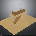 Wooden Architectural Platform With Staircase Railing Transparent Panel And Light Colored Floor 3d model