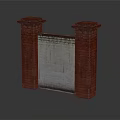 Simple Red Brick Pillars With White Wall Structure For Architectural Scenes 3d model