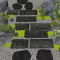 Natural Garden Landscape Design With Stone Path Succulents Cacti And Gravel
