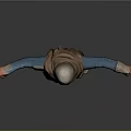 Hooded Person In Brown Outfit With Blue Sleeves Goggles Red Gloves And Outstretched Arms