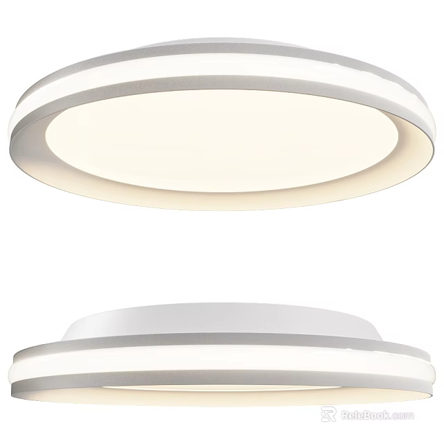Modern Round White Ceiling Light with Double Layer Design and LED Indoor Soft Lighting 3d model