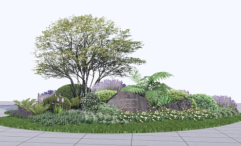 Modern flower bed plant group Jingshi community plant combination arbor shrub group flower border plant 3d model