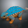 Blue Dinosaur Toy With Orange Legs And Spiked Cracked Texture Back