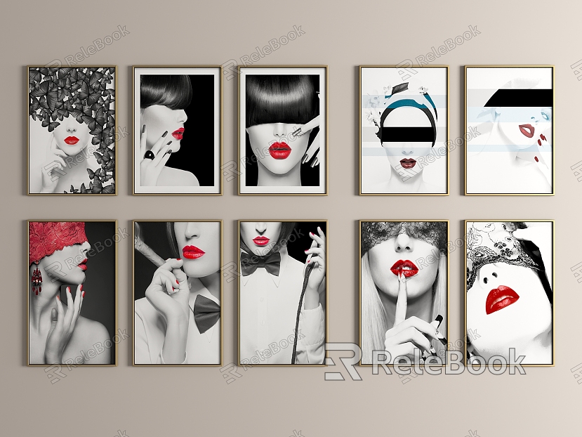 Modern Figure Painting Fashion Women Hanging Painting Lipstick Hanging Painting model