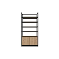 Modern Display Shelf With Metal Frame Wooden Cabinet And Multiple Storage Shelves