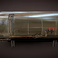 Industrial Steel Pressure Vessel With Pipes Valves And Mechanical Components
