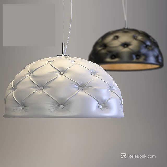 Modern White And Black Leather Tufted Pendant Lights With Diamond Stitching 3d model 
