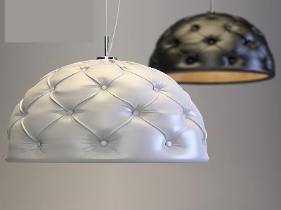 Modern White And Black Leather Tufted Pendant Lights With Diamond Stitching 3d model