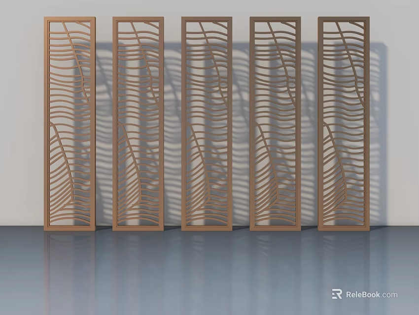 Elegant Modern Swing Door Design With Wooden Carved Patterns For Kitchen 3d model 