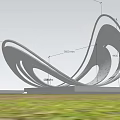 Modern Metallic Spiral Landscape Sculpture With Hollow Design And Light Spots On Grassland
