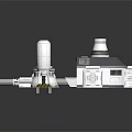 Industrial Sci-Fi Mechanical Components With Dome Topped Units Circular Elements And Warning Striped Bases 3d model