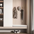 Modern Wooden Shoe Cabinet With Open Shelf Hooks Bench And Umbrella Storage
