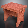 Red Wooden Stool With Simple Design And Wood Grain Surface And Sturdy Legs