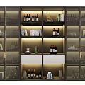 Elegant Modern Wine Cabinet With Glass Doors LED Lighting And Wine Storage