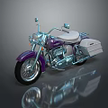Purple Classic Motorcycle With Silver Accents White Seat And Reflection On Dark Surface
