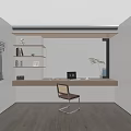 Modern Study Room Interior With Bookshelves White Blinds Laptop And Plant
