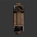 Ancient Weapon With Wooden Handle Metal Head And Carved Details On Dark Background