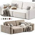 Modern Two Seater Sofa With Pillows Blankets And Multiple Color Options 3d model