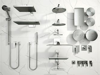 Modern shower hardware switch combination 3d model