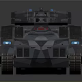 3D Rendered Futuristic Armored Tank With Camouflage Pattern And Blue Accent Lights