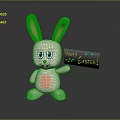 Cute Pink Rabbit Doll Holding Happy Easter Sign On Dark Background