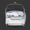 Modern White Yacht With Blue Seats Open Cockpit And Sleek Exterior Design