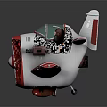 Red And White Vintage Passenger Aircraft With Propeller And Cockpit Cover