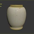 White Ceramic Jar With Smooth Texture And Round Base On Dark Surface 3d model