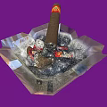 Decorative Ornament Set Featuring Transparent Crystal Ashtray With Cigar And Ash